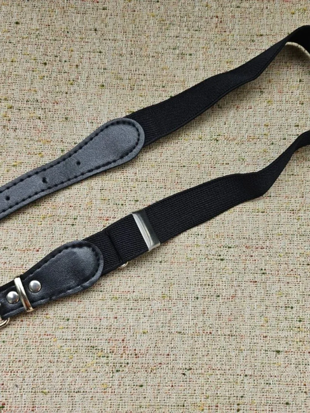 Dog Collar Faux Leather Vegan Black Tone Canvas/Leather Pet Collar Adjustable